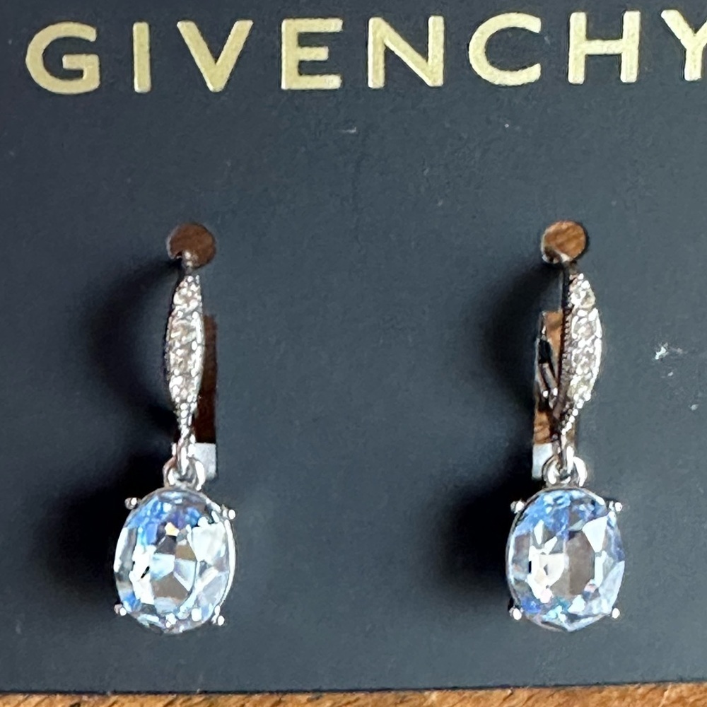 Givenchy Silver Tone Pave &Color Crystal Drop Earrings New - Picture 2 of 2